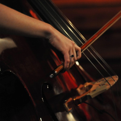 A student plays an instrument.